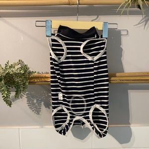 Blue and white striped dog sweater Size L